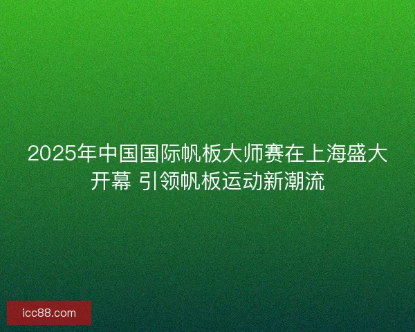 2025年中国国际帆板大师赛在上海盛大开幕 引领帆板运动新潮流